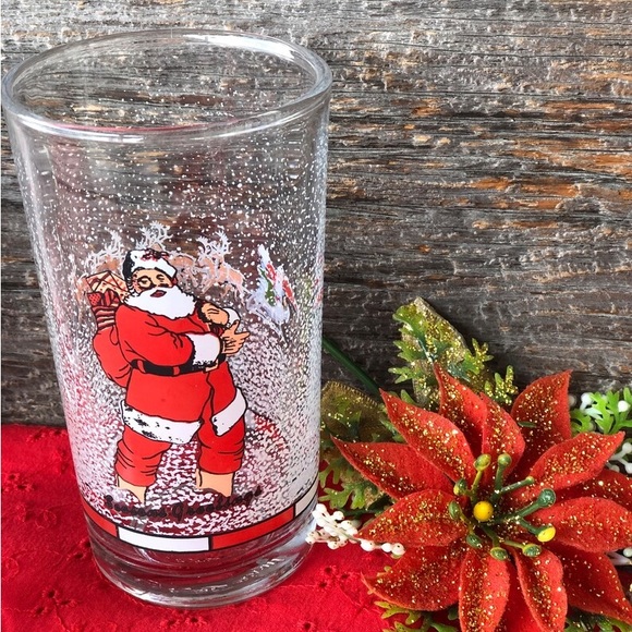 Set of 3 Vintage Firna Seasons Greetings Santa glasses Reindeer Vtg glassware❤️ - Picture 9 of 11